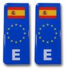 2 Pegatinas en Relieve para Matricula de España con Bandera - Adhesivo 3D